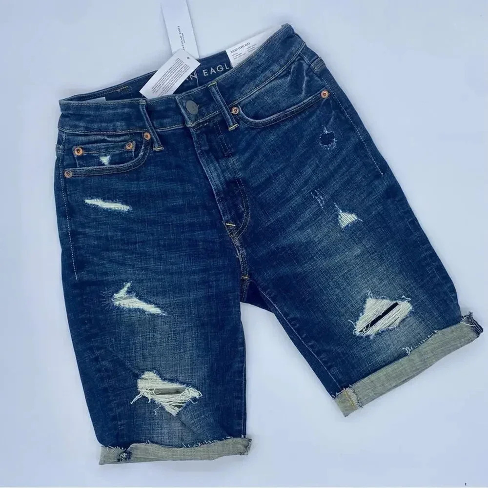 NWT NEW American Eagle AE Next Level Stretch FLEX Bermuda Denim Jean Short 26